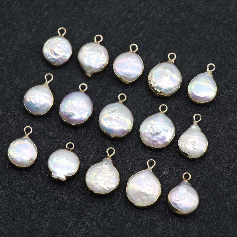 Freshwater Seed Pearl Gold plated edging one loop baroque coin pearl beads for DIY jewelry