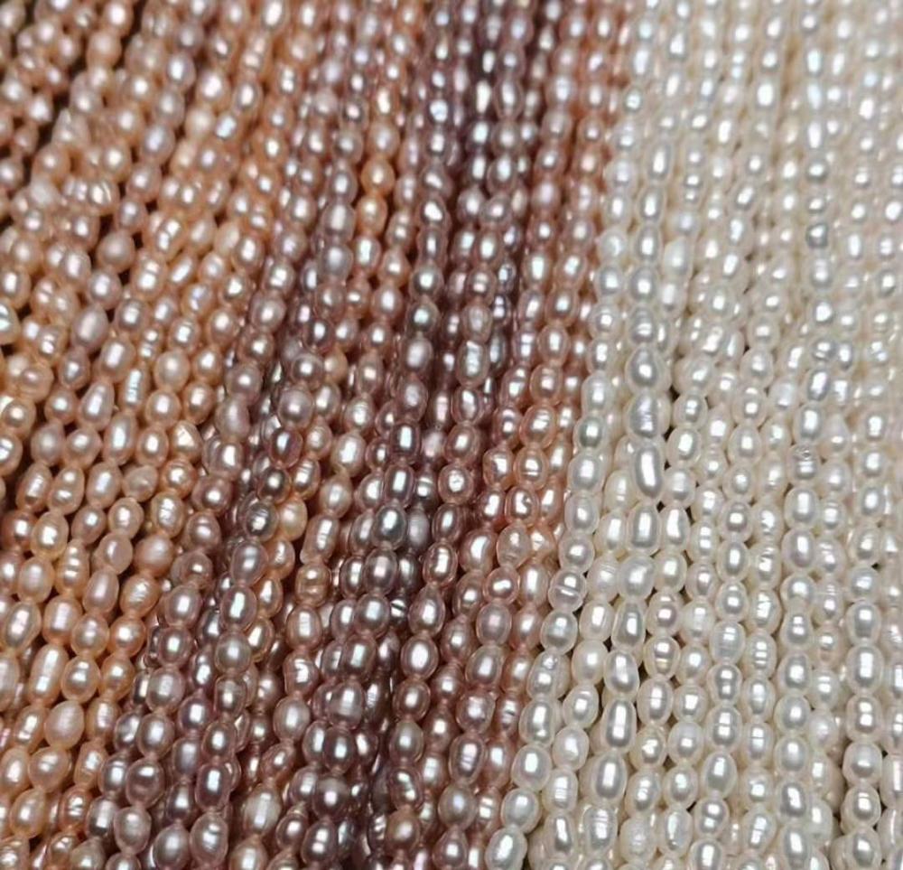 Freshwater Seed Pearl Strand White 2.5-3mm Small Rice Pearls strands wholesale