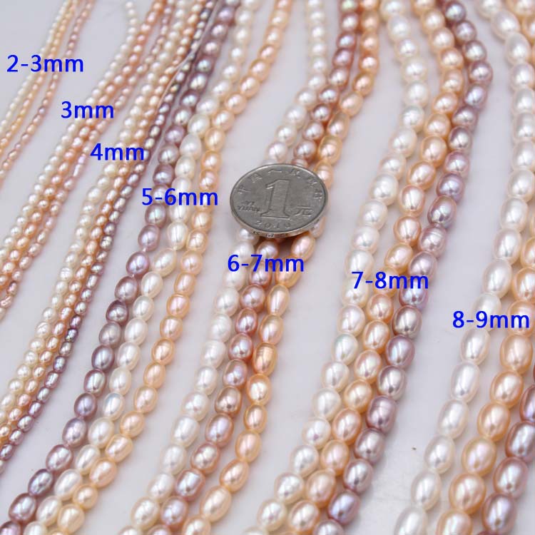 Freshwater Seed Pearl Strand White 2.5-3mm Small Rice Pearls strands wholesale