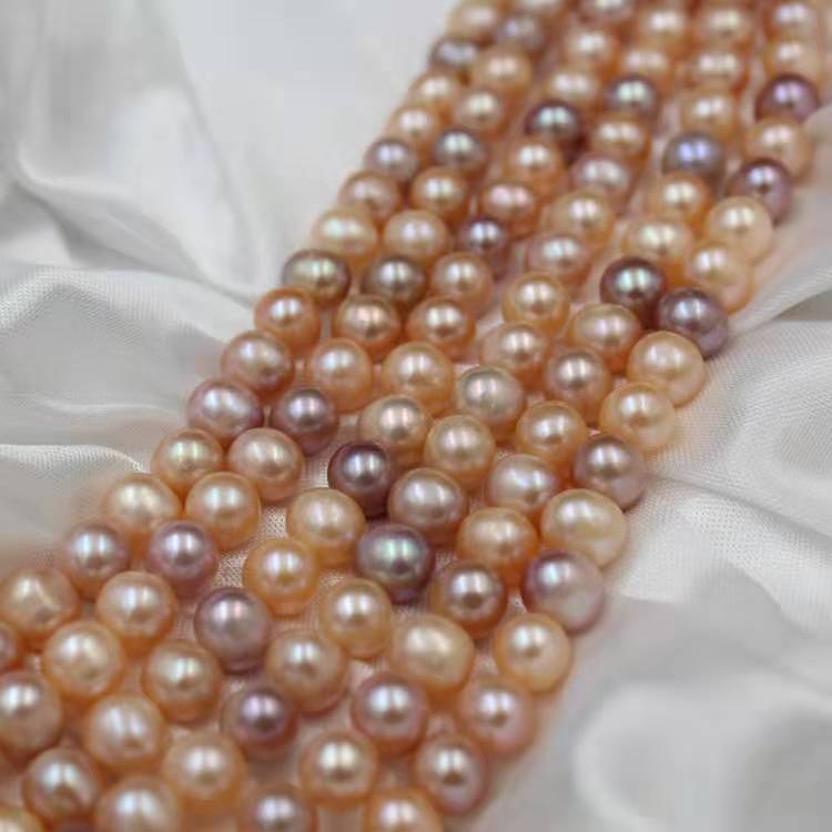 Freshwater Seed Pearl Strand mixed color 8-9mm off-round Pearl for Jewelry Making