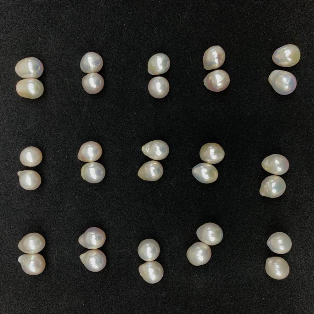 Freshwater baroque pearl in Pairs Loose pearls wholesale half-drilled for making pearl earrings