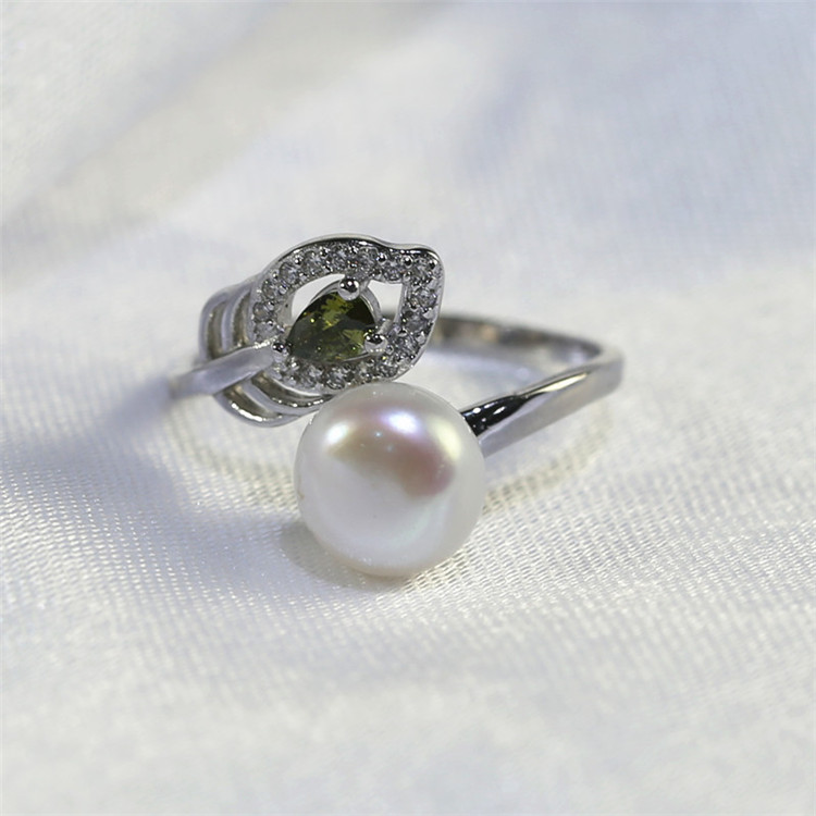 8mm white 925 Sterling Silver Freshwater button Pearl Ring Freshwater Pearl Jewelry wholesale