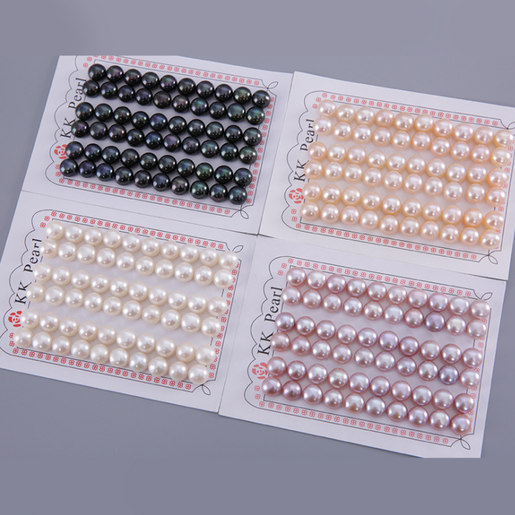 8-9mm freshwater loose flat back pearls 3A grade half 1/2 hole drilled FWP real manufacturer