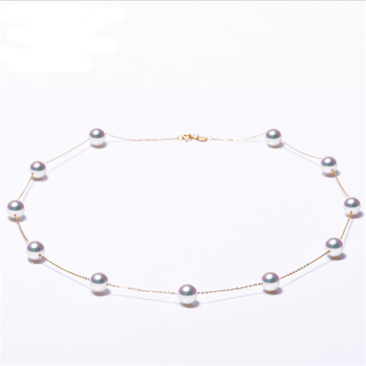 7mm Freshwater pearl Jewelry Wholesale round 3A 18k gold Pearl Necklace for Women Delicate Fashion Charms Gold Pendant Necklace Jewelry