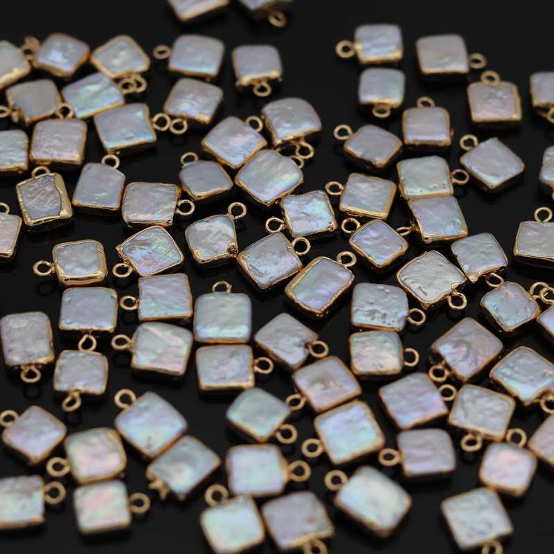 Gold plated edging pearl bead Wholesale Freshwater Seed Pearl baroque pearl with one loop for DIY jewelry
