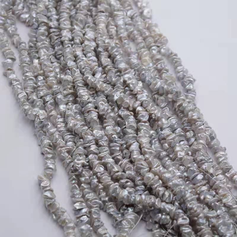 Grey keshi pearl natural freshwater pearl middle drilled pearl strand