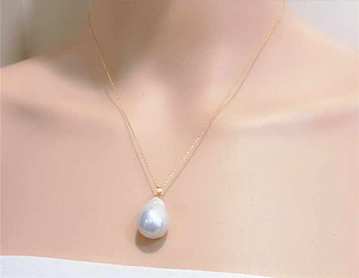 13-14mm large baroque Natural Cultured Freshwater Pearl Pendant  Christmas jewelry Sterling Silver Freshwater Pearl Pendant wholesale