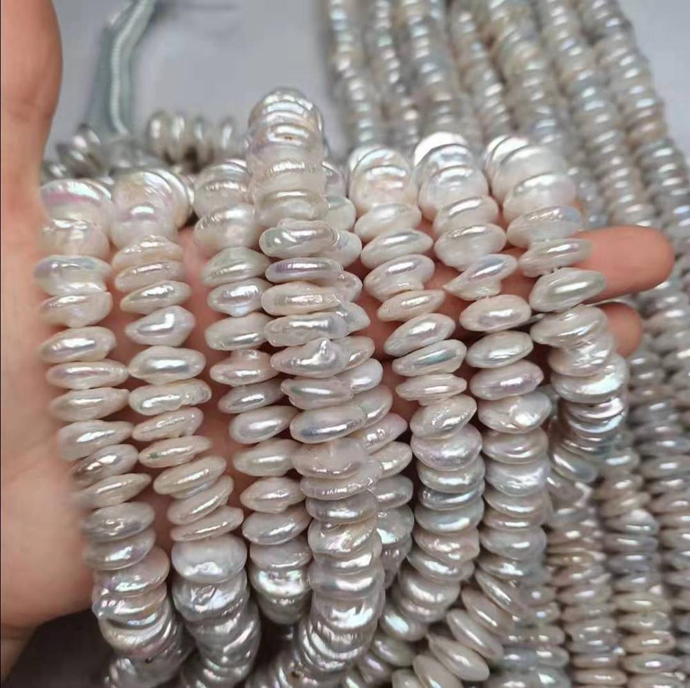 Middle drilled Coin Shape Loose Pearl for Jewelry Making baroque loose Pearl for Jewelry Making
