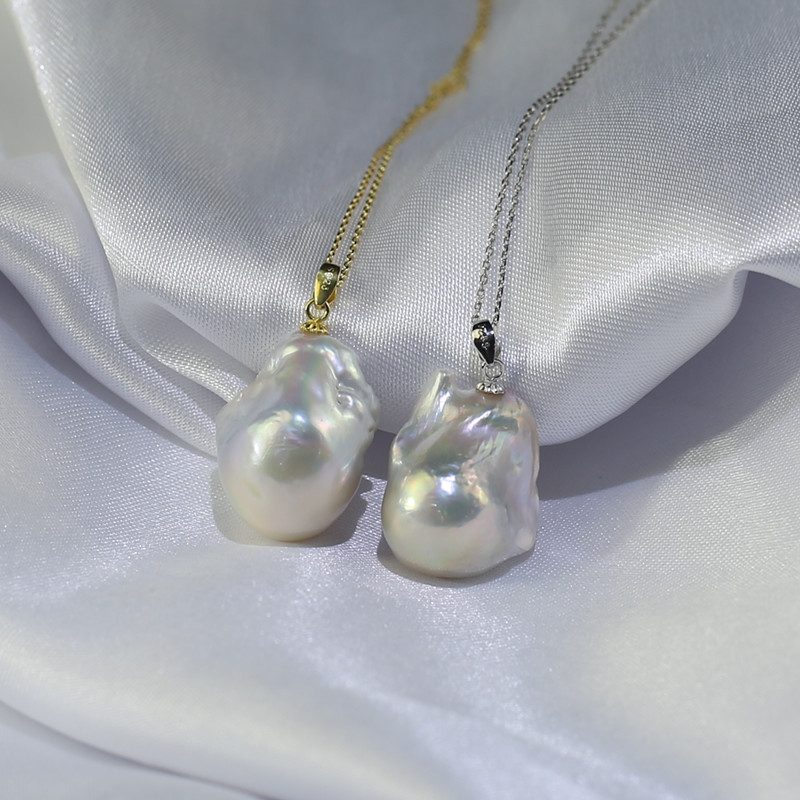 Natural Freshwater Pearl Pendant Necklace,15*20mm good quality 925 Silver freshwater pearl pendant wholesale