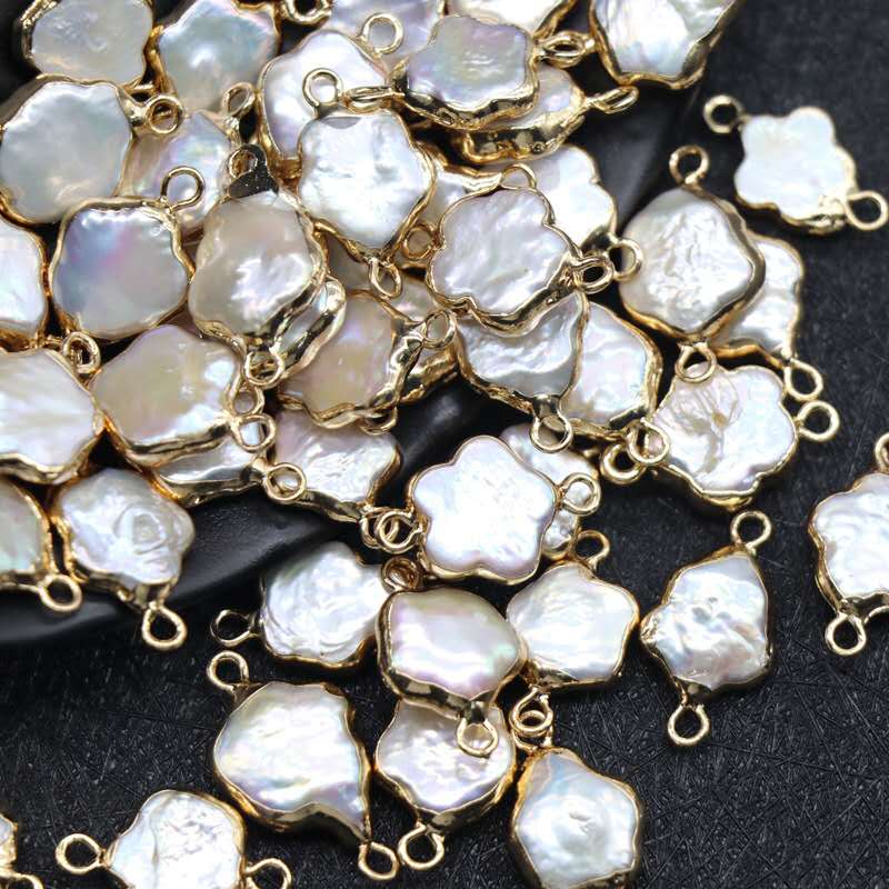9-13mm Natural Freshwater pearls Wholesale Freshwater Seed Pearl baroque flower pearl beads with double loops