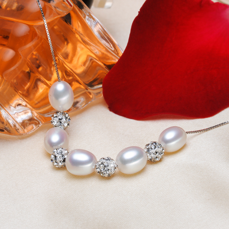Natural Rice freshwater cultured pearl jewelry genuine natural pearl pendant pearl jewelry necklace factory