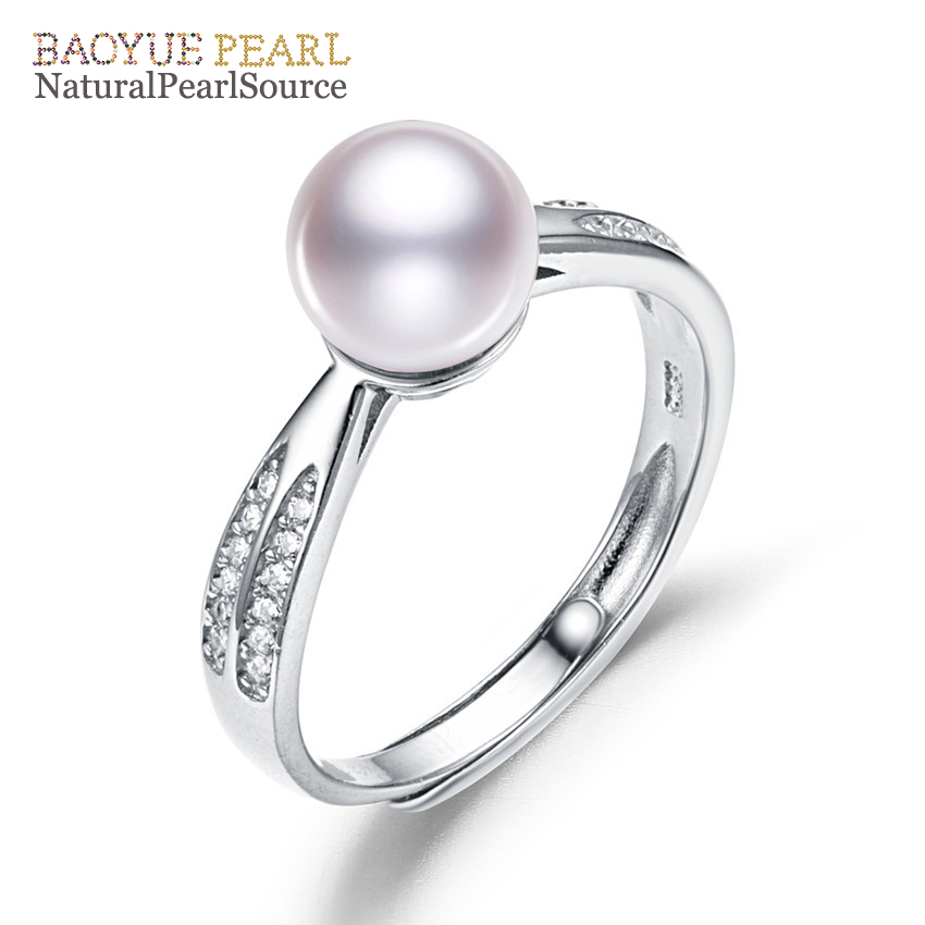 7-7.5mm round 3A natural freshwater pearl ring for women pearl ring designs jewelry