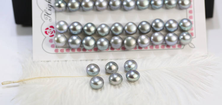 8--8.5mm 3A natural genuine real button shape loose freshwater pearls 