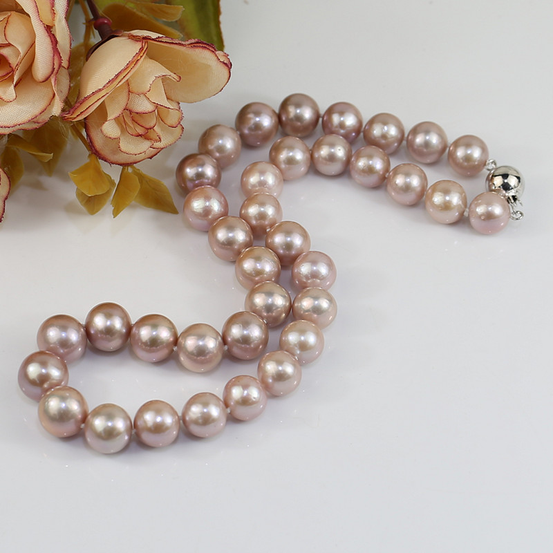 11-13mm AA perfect round flawless natural lavender pearl necklace wholesale Freshwater pearl necklace wholesale