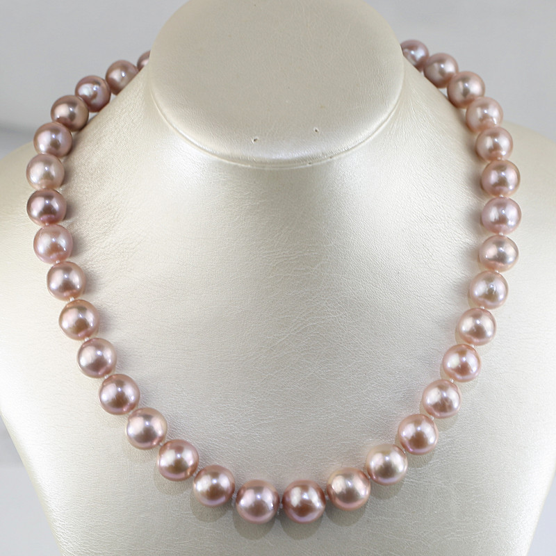11-13mm AA perfect round flawless natural lavender pearl necklace wholesale Freshwater pearl necklace wholesale