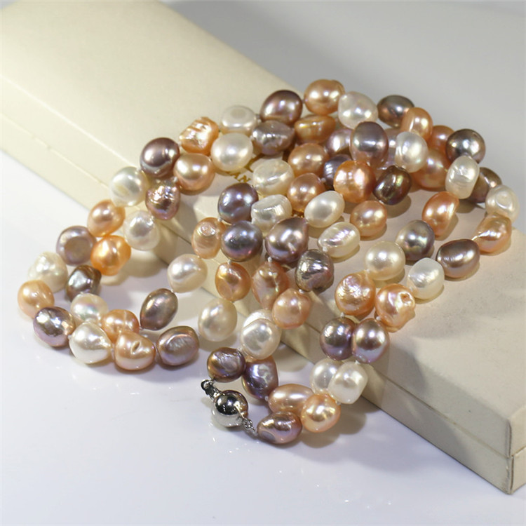 11-12mm natural pearl Handmade necklaces  AA nugget 40 inches Freshwater pearl necklace wholesale