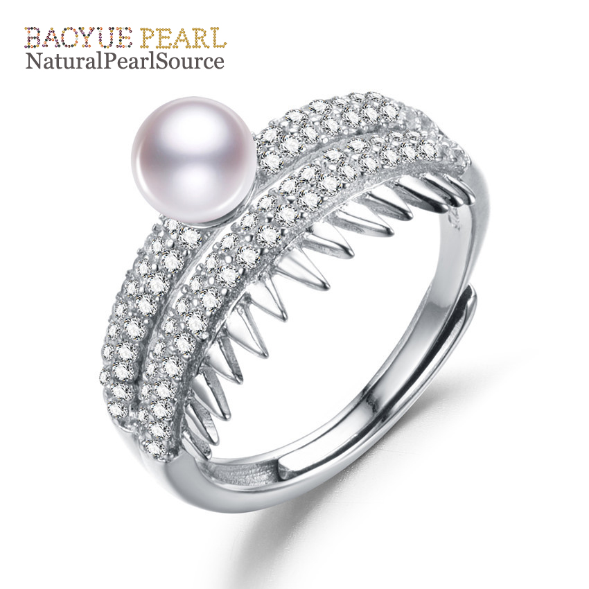 6-6.5mm round 3A 925 sterling silver natural pearl ring for women pearl ring designs jewelry
