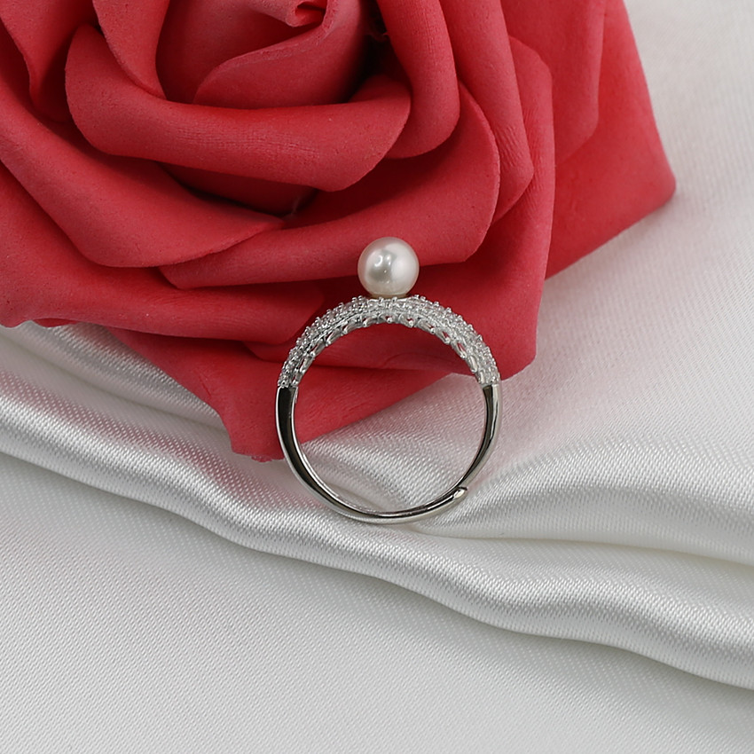 6-6.5mm round 3A 925 sterling silver natural pearl ring for women pearl ring designs jewelry