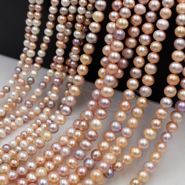 5-6mm 7-8mm Near round pearl strand freshwater pearl wholesale pearl strand wholesale
