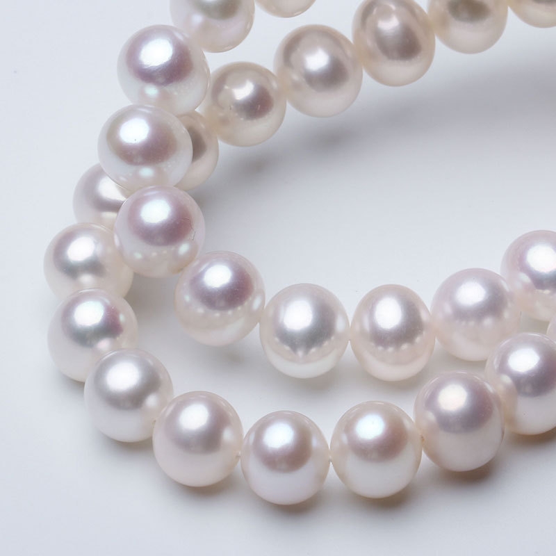8mm white Near round pearl strand freshwater pearls wholesale for making jewelry