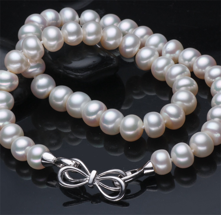 OEM freshwater pearl necklace ,8mm button 3A silver plated customized Necklace Jewelry