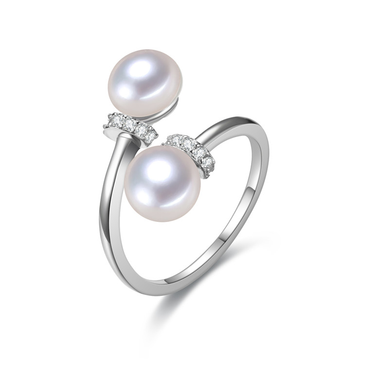 8mm button Multi Beaded Pearl Rings Natural Freshwater Pearl Rings for Women natural pearl ring jewelry