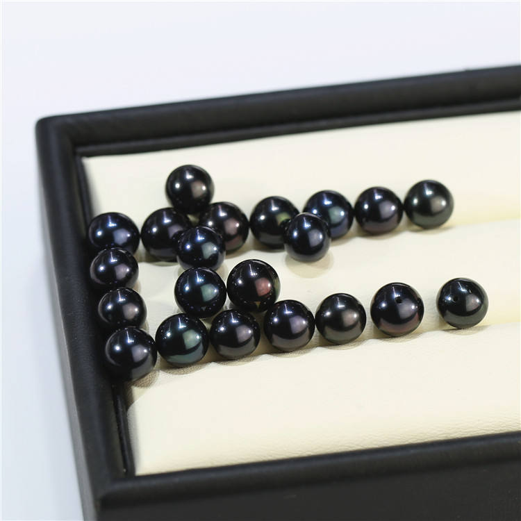 Perfect Round 8mm Loose Freshwater Pearls AA Quality black Round half hole 