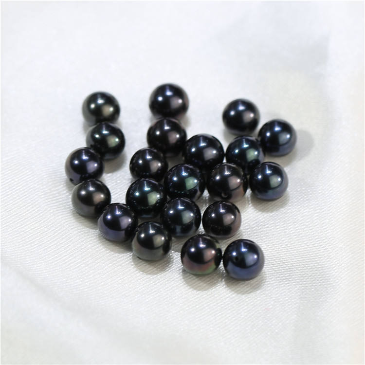 Perfect Round 8mm Loose Freshwater Pearls AA Quality black Round half hole 