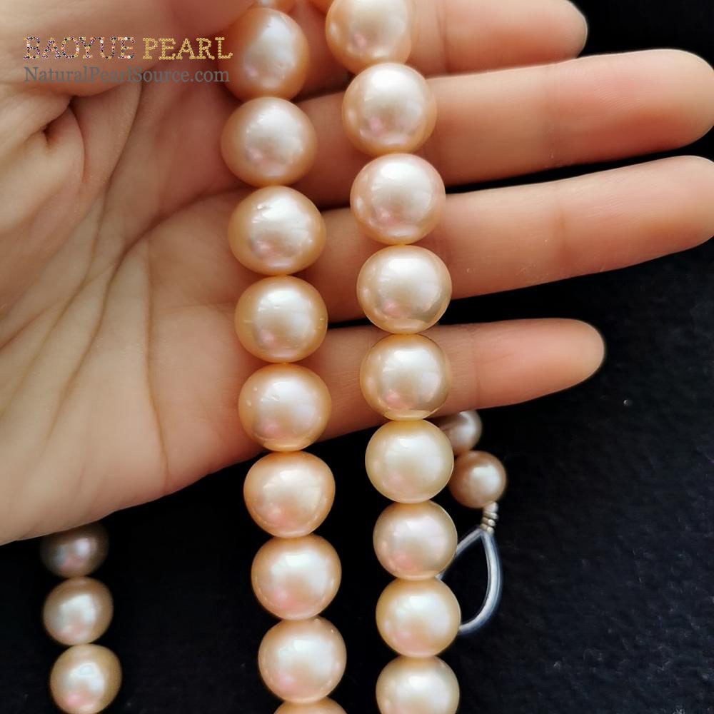 12-13mm Pink freshwater Pearl Strands wholesale Round Pearl Strands