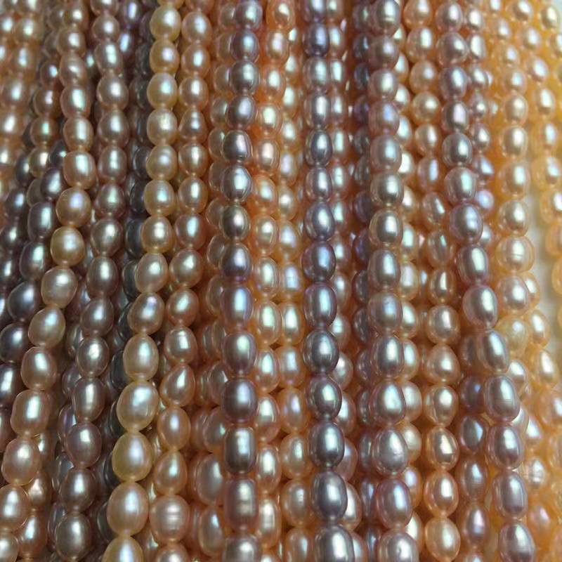 5-6mm Rice shape freshwater pearl wholesale rice pearl strand for making  jewelry