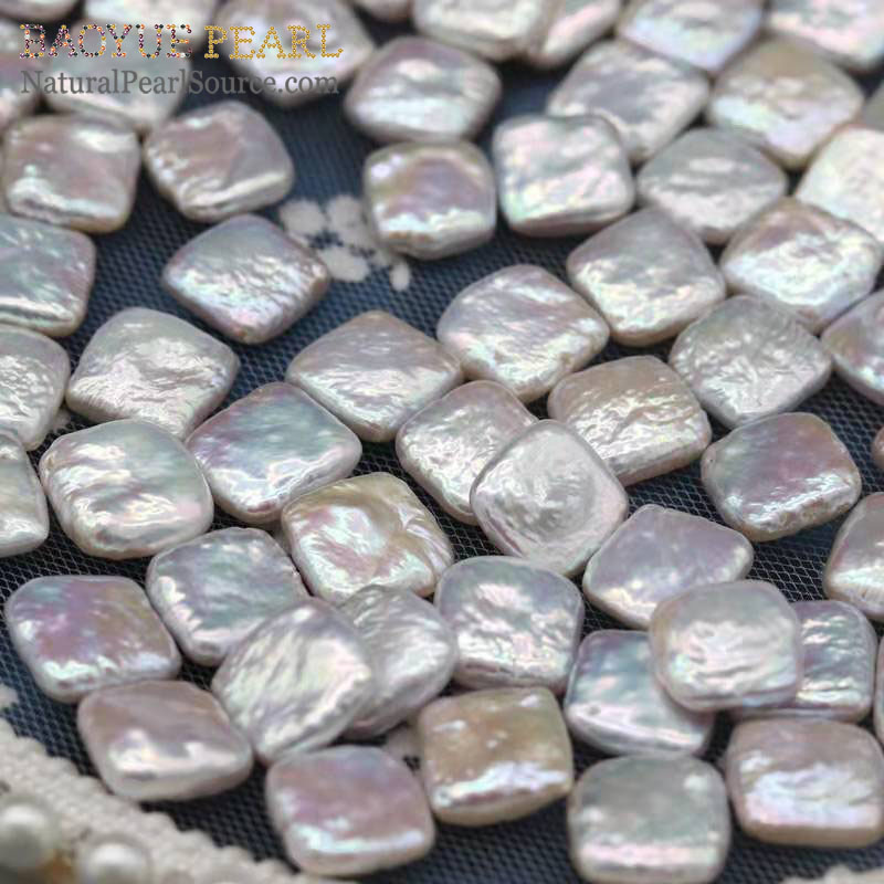 Undrilled square shape loose pearls freshwater pearl wholesale for making  jewelry