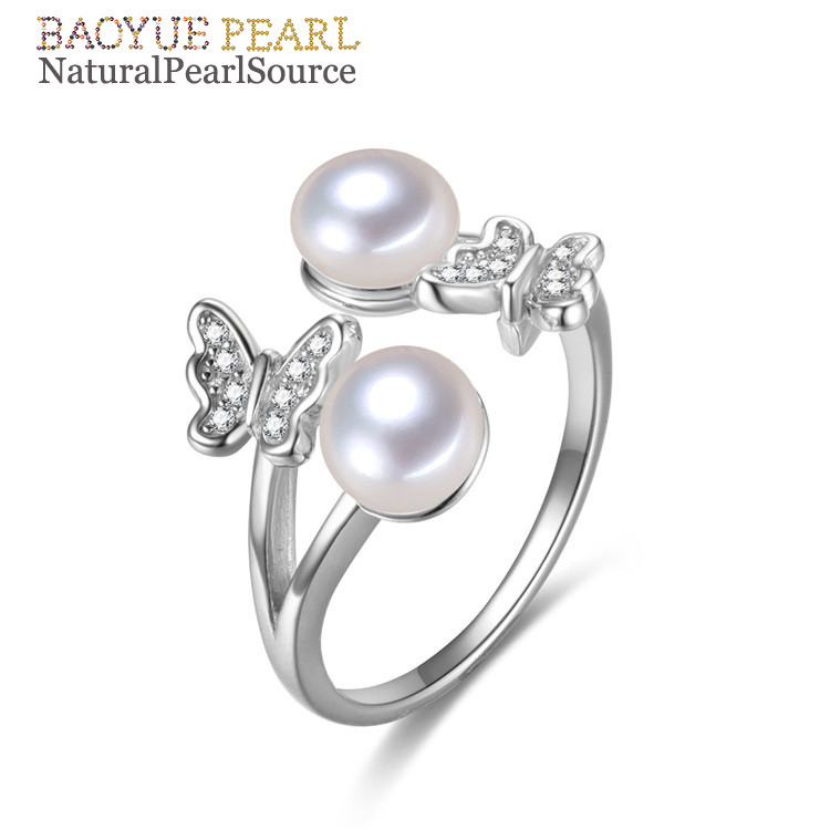White Pearl ring Jewelry Charm Freshwater Pearl 925 Sterling Silver Ring birthday gift freshwater pearl ring