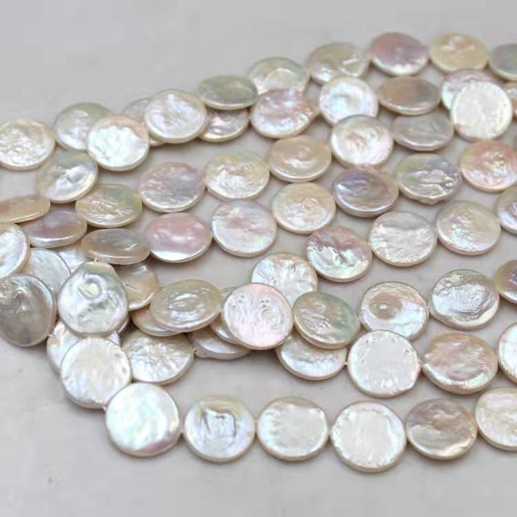 Wholesale Freshwater Coin Pearl Strand White18mm Big Pearl for Jewelry Making