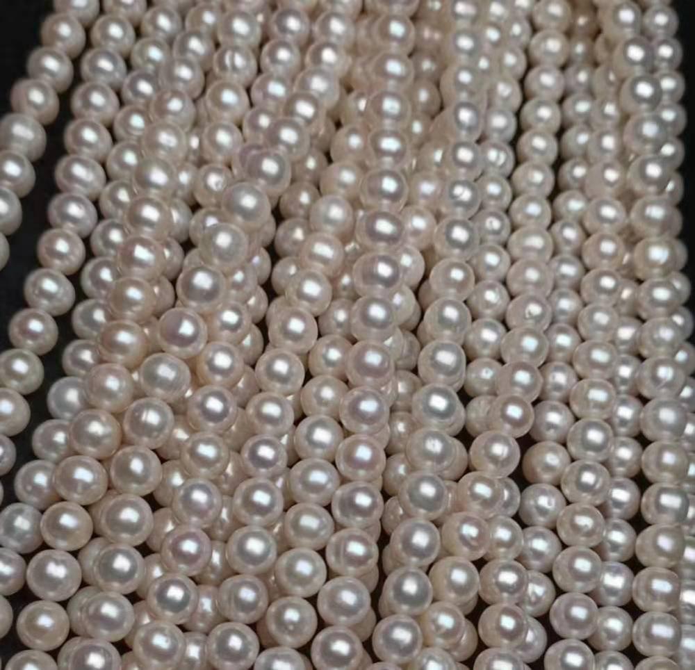 Wholesale Freshwater Round Pearl Strand White 6.5-7mm AAA Pearl Strand