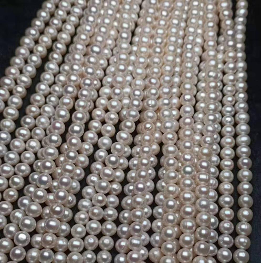 Wholesale Freshwater Round Pearl Strand White 6.5-7mm AAA Pearl Strand