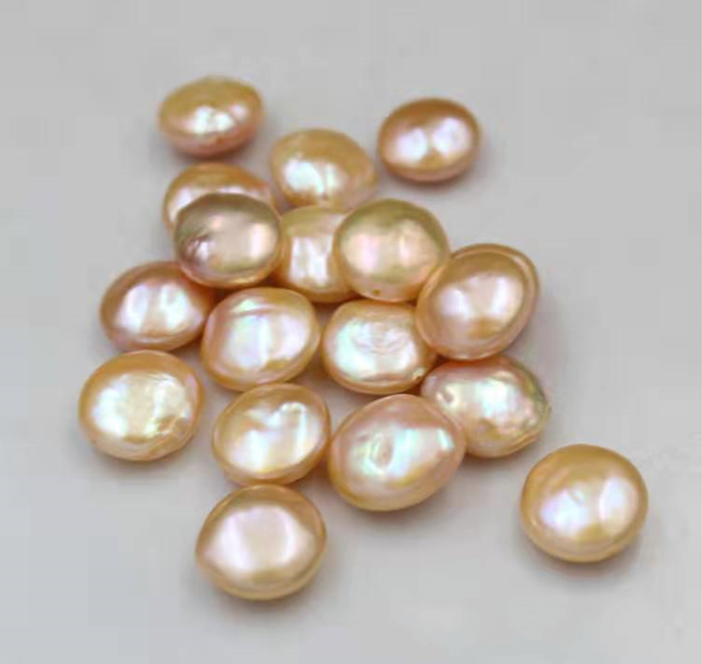 13-14mm Wholesale Freshwater Seed Pearl Coin shape baroque loose Pearl for Jewelry Making