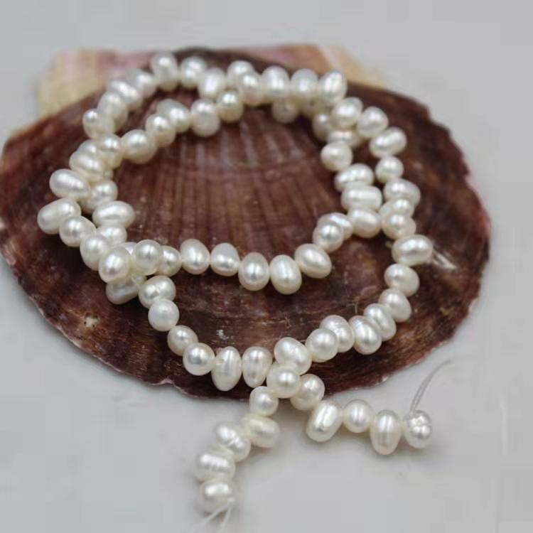 Wholesale Freshwater Seed Pearl Strand White 5mm Small side drilled hole Rice Pearl 