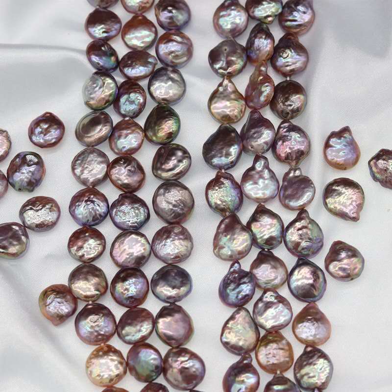 Wholesale baroque coin shape pearl strand fresh water pearl loose pearl