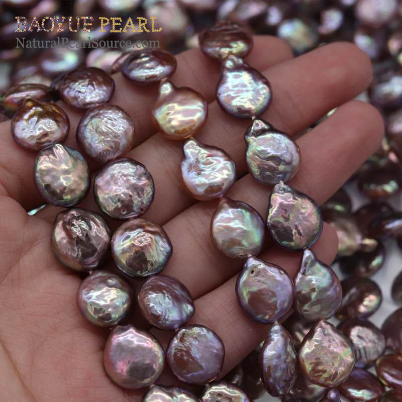 Wholesale baroque coin shape pearl strand fresh water pearl loose pearl