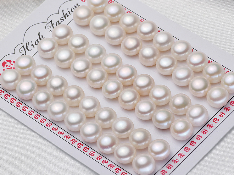 Wholesale half drilled loose genuine freshwater pearl cultured pearls freshwater nature button round pearl