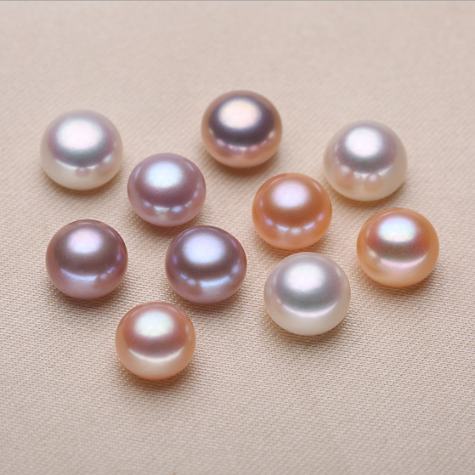 Wholesale half drilled loose pearl cultured pearls freshwater nature button round pearl