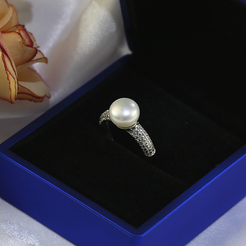 9.5-10mm adjustable antique natural freshwater original pearl ring natural pearl ring 925 silver jewelry