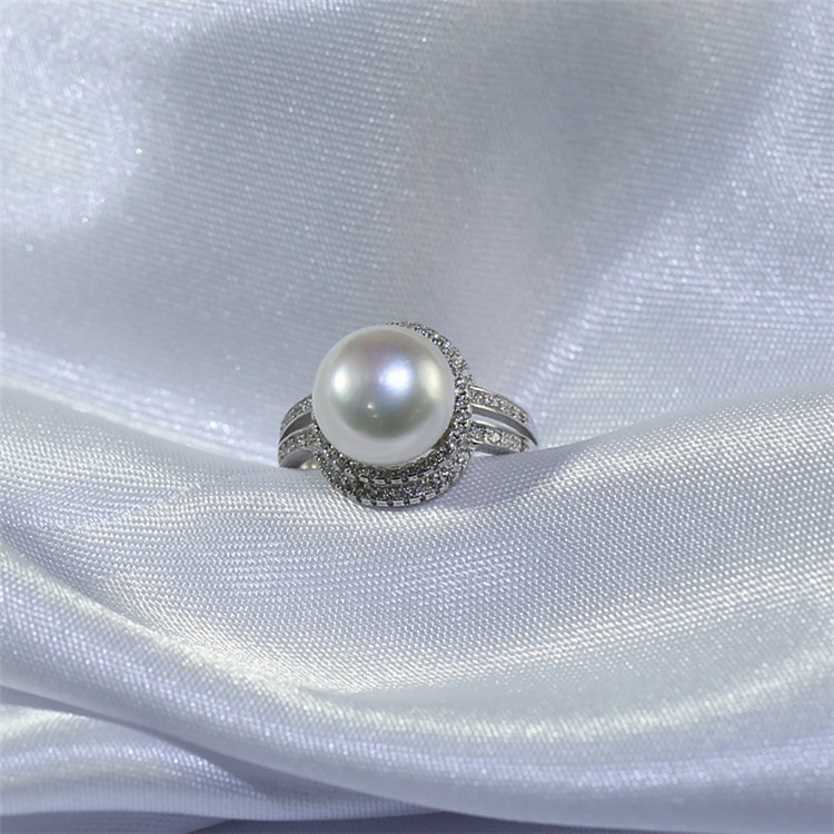 11mm big size button Silver Ring Freshwater Pearl For Women Ring  jewelry wholesale