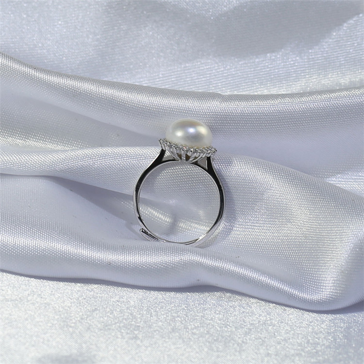 10mm button 3A 925 sterling silver fashion freshwater pearl rings jewelry freshwater pearl lady silver ring