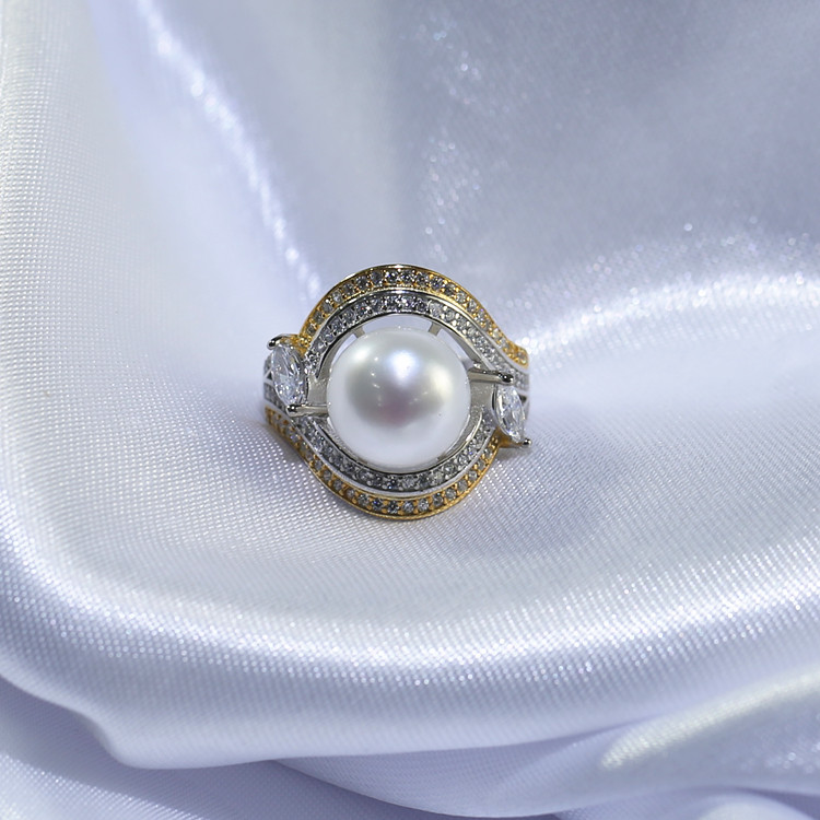 11mm button white 925 silver jewelry pearl ring for women Ring  jewelry wholesale