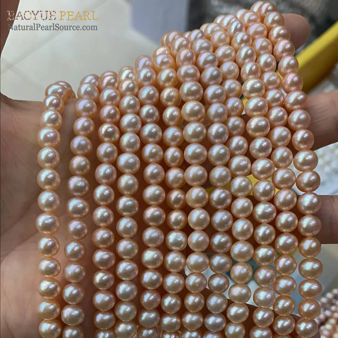 6-7mm off-round freshwater pearl Natural white Freshwater Wholesale Freshwater Seed Pearl strands for Jewelry Making