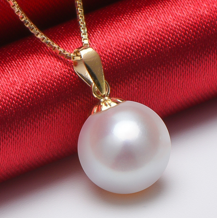 18K gold pearl pendant wholesale freshwater genuine natural freshwater pearl pendant round 3A necklace pearl pendant necklace jewelry