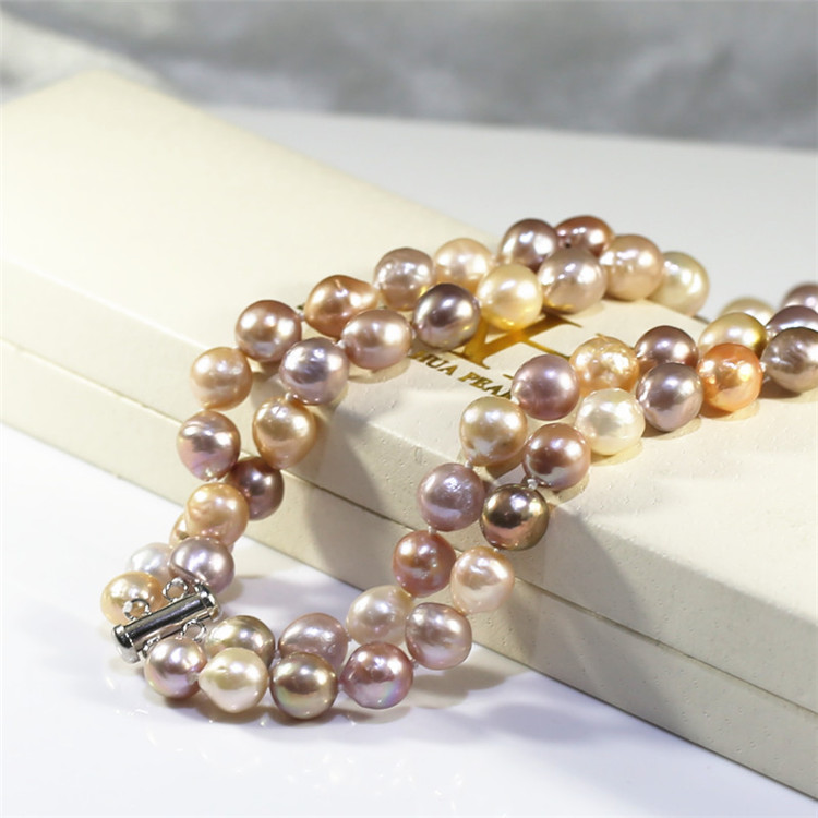 8mm double layer AA potato Jewelry pearl necklace latest design pearl necklace