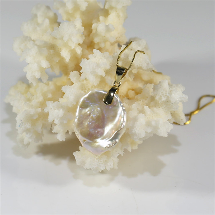 15-20mm big large size keshi 925 silver real natural pearl pendant necklace pearl pendant wholesale