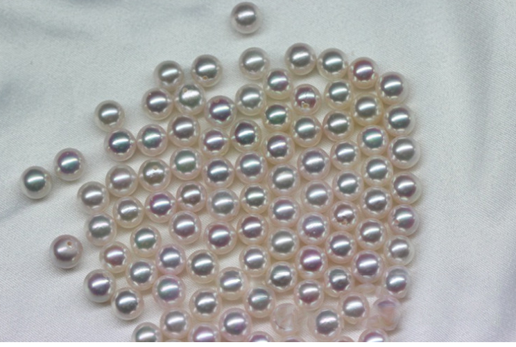  7-7.5mm 3A real akoya pearl natural wholesale round pearl half drilled pearl loose beads 